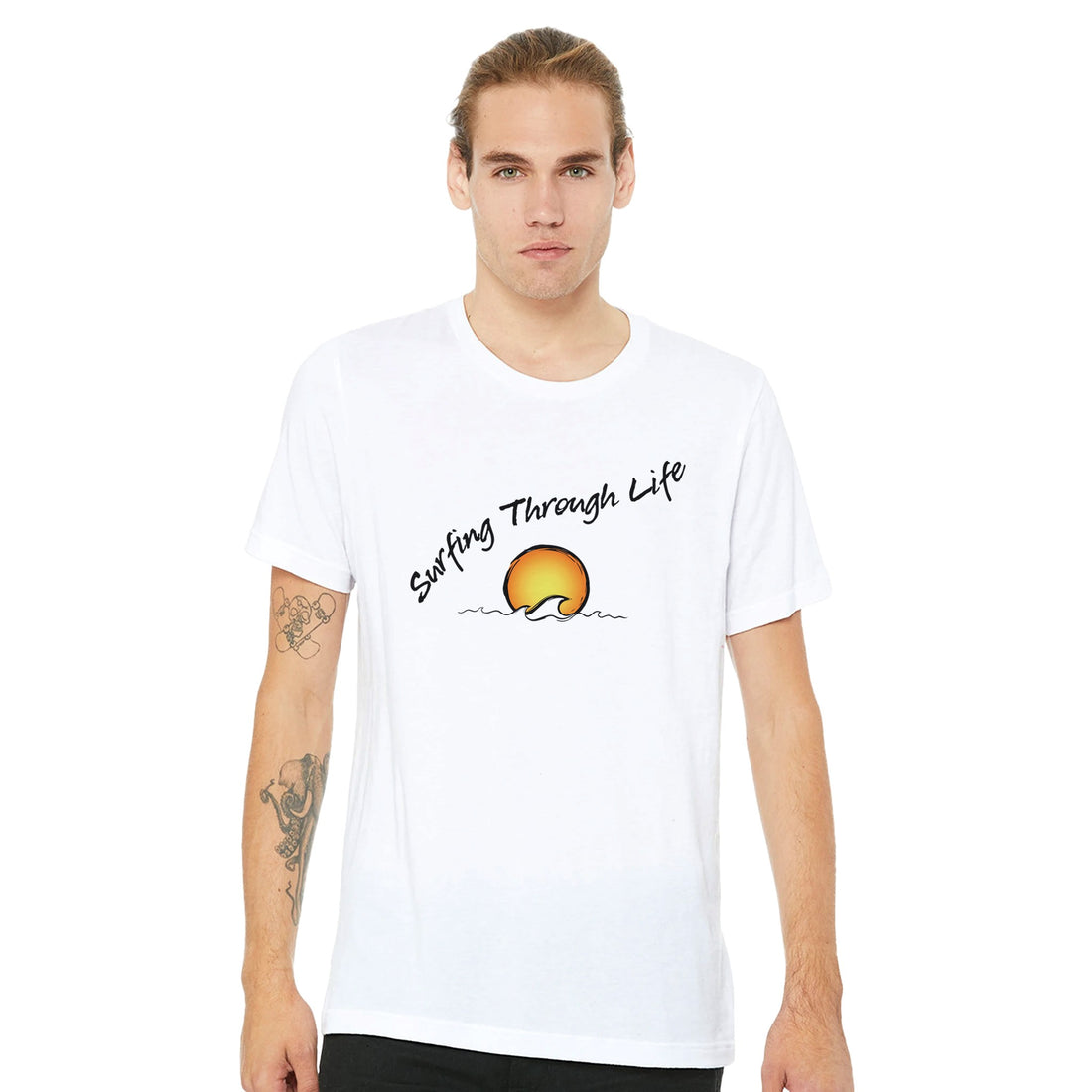 Surfing Through Life Street Surf Look White T-shirt | 100% Premium Cotton | Men&