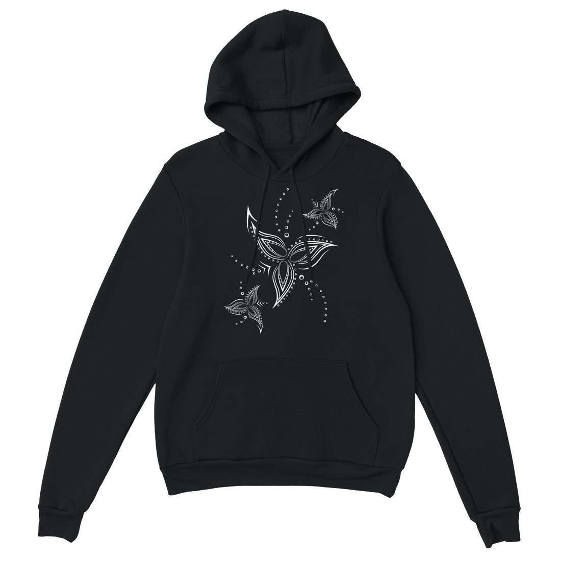Tribal Line Flower Black Hoodie | Women&