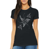 Tribal Line Flower Black T-shirt | Women&