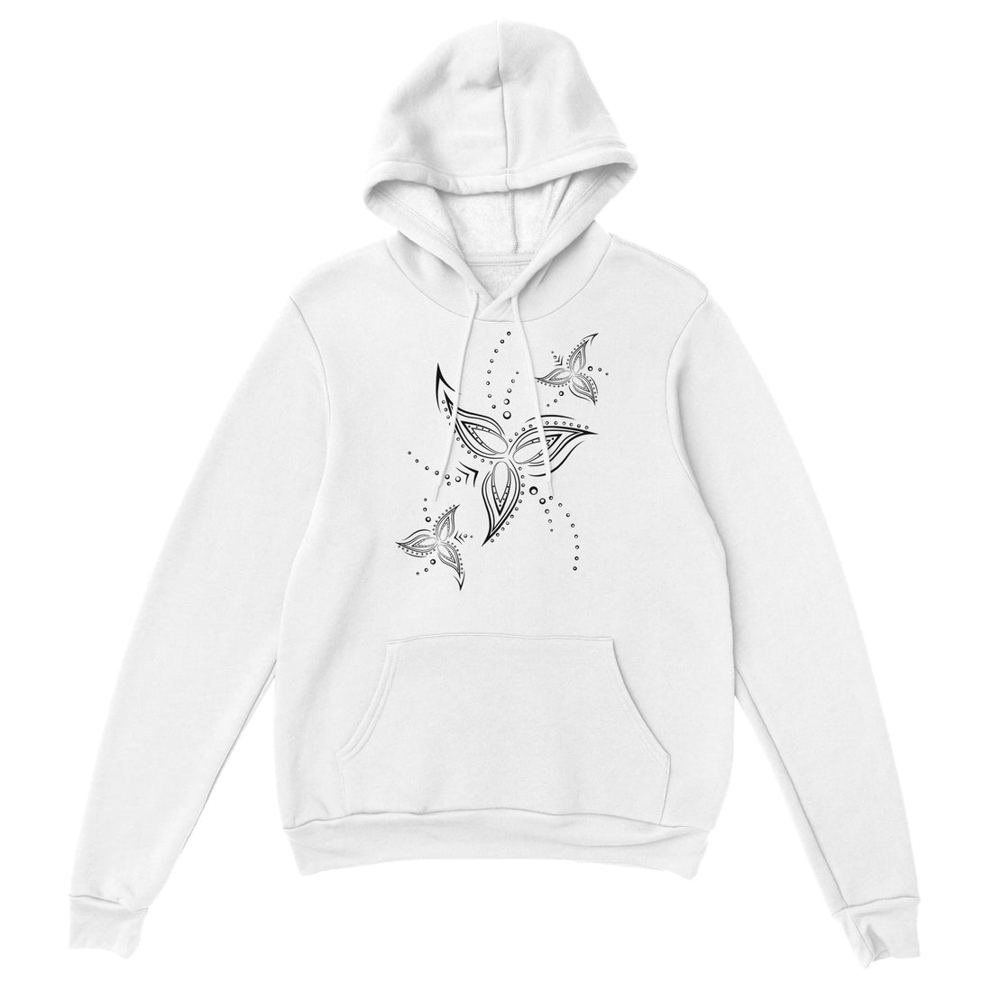 Tribal Line Flower White Hoodie | Women&