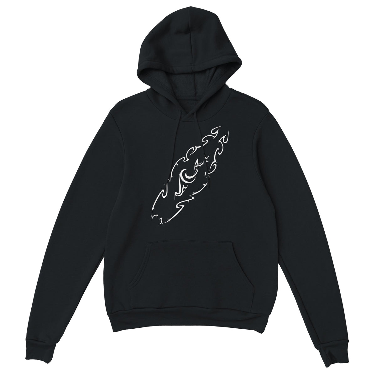 Unisex Tribal Surfboard Classic Black Hoodie, FreeStyle Tribal Surf Apparel by an Indie Artist, Front 2