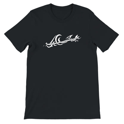 Unisex Tribal Wave Classic Black T-shirt, FreeStyle Tribal Surf Apparel by an Indie Artist, Front 2
