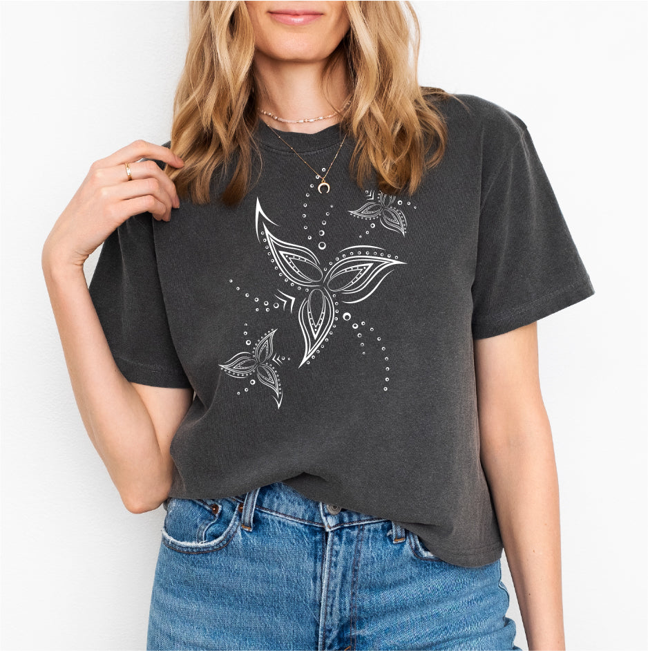 Tribal Line Flower Vintage Crop Top Design by an Indie Artist