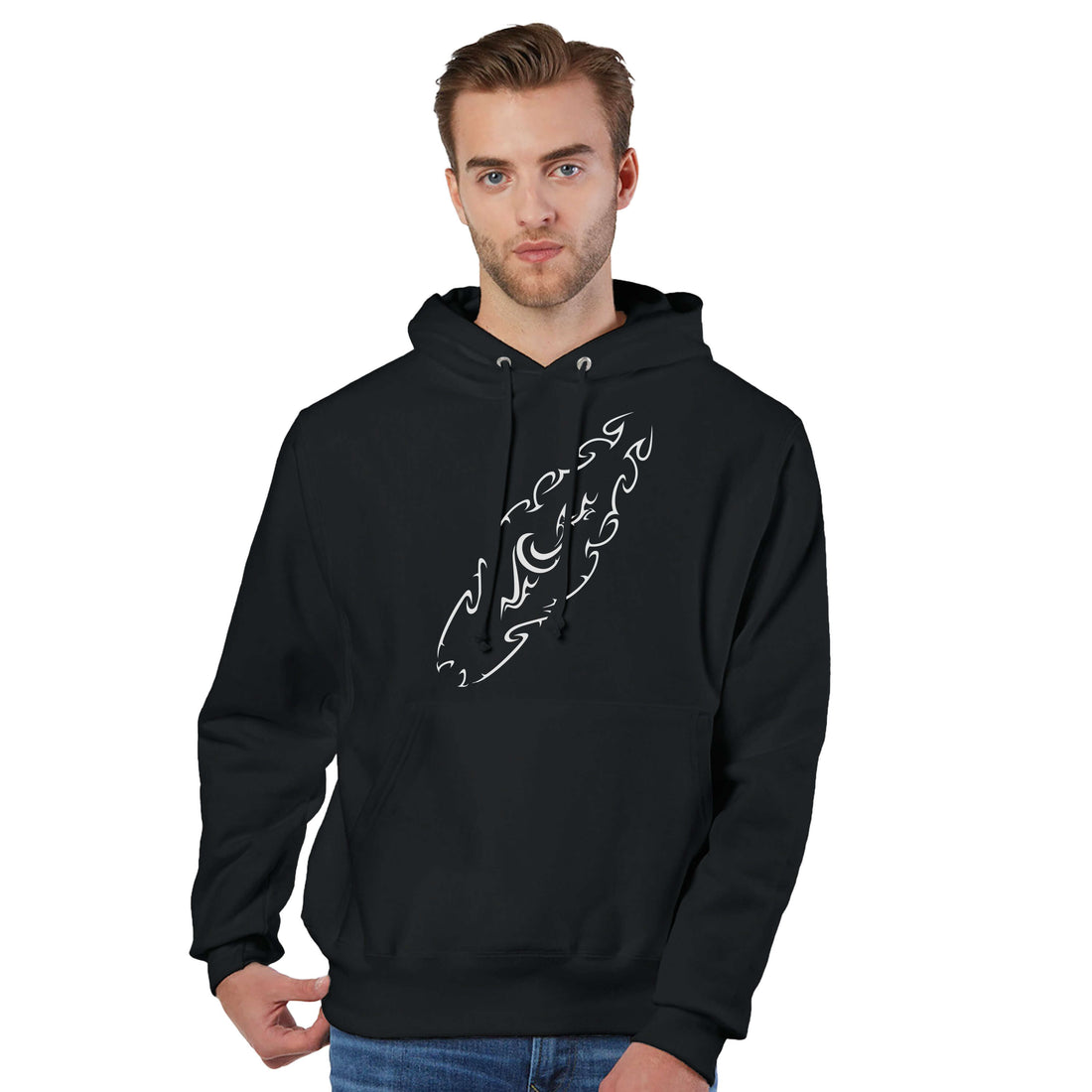 Tribal Surfboard Street Surf Look Black Hoodie | Soft Premium Heavyweight Cotton-Poly Blend | Men&