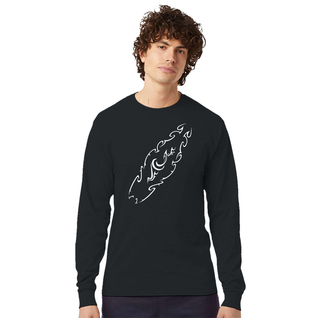 Tribal Surfboard Street Surf Look Black Long-Sleeve T-shirt | Classic Midweight Premium Cotton | Men&