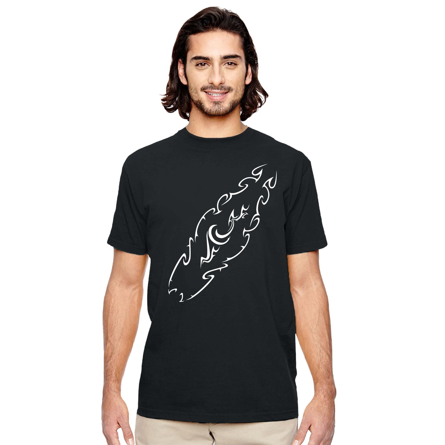 Tribal Surfboard Street Surf Look Black T-shirt | 100% Organic Cotton  | Men&