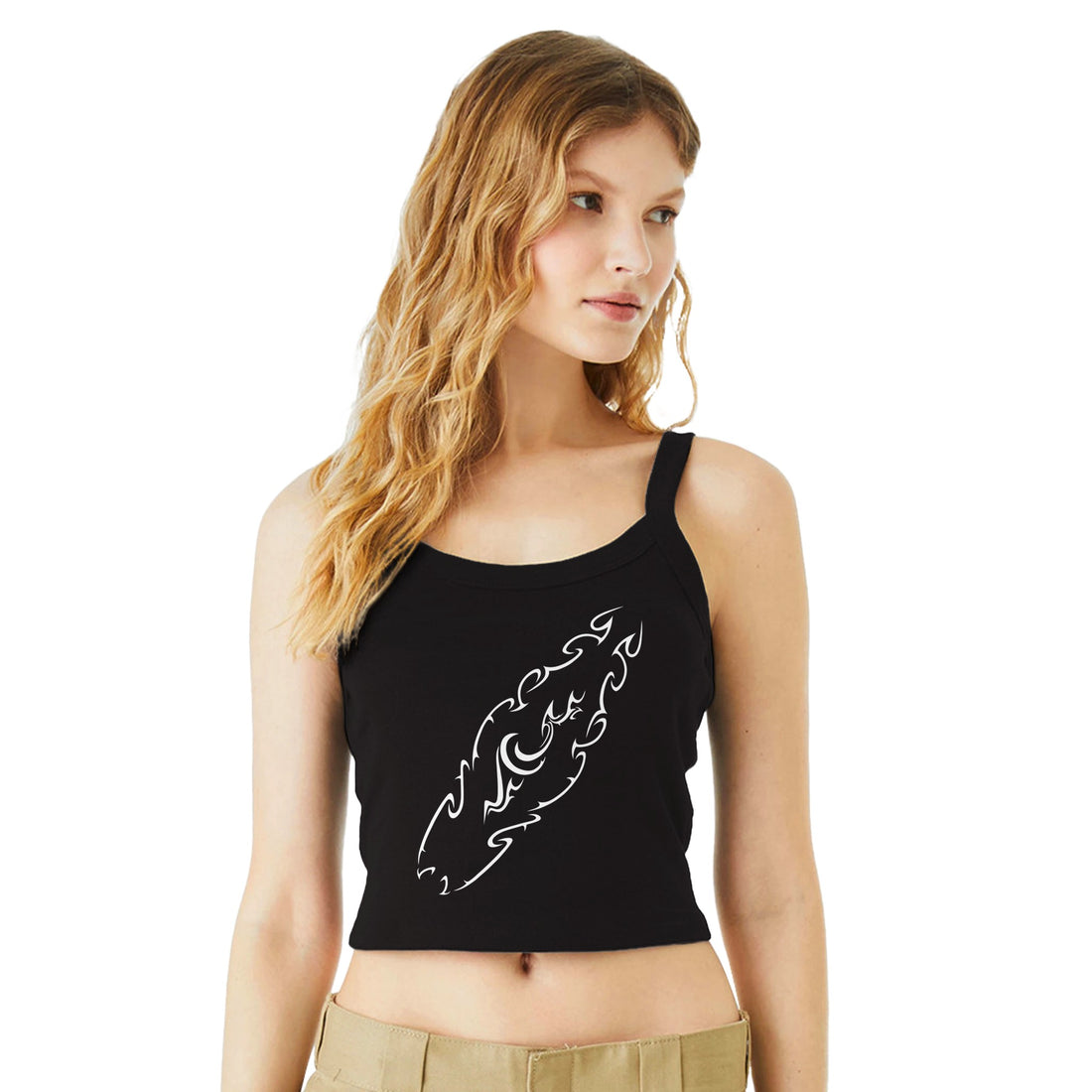 Tribal Surfboard Street Surf Look Black Strap Top | Light and Soft Premium Cotton-Poly Blend | Women&
