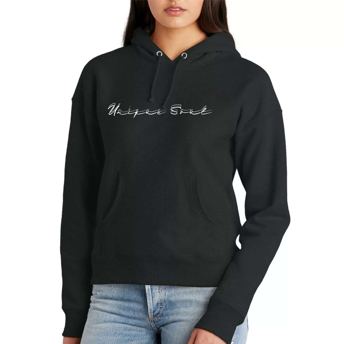 Unique Soul Slogan Black Hoodie | Women&