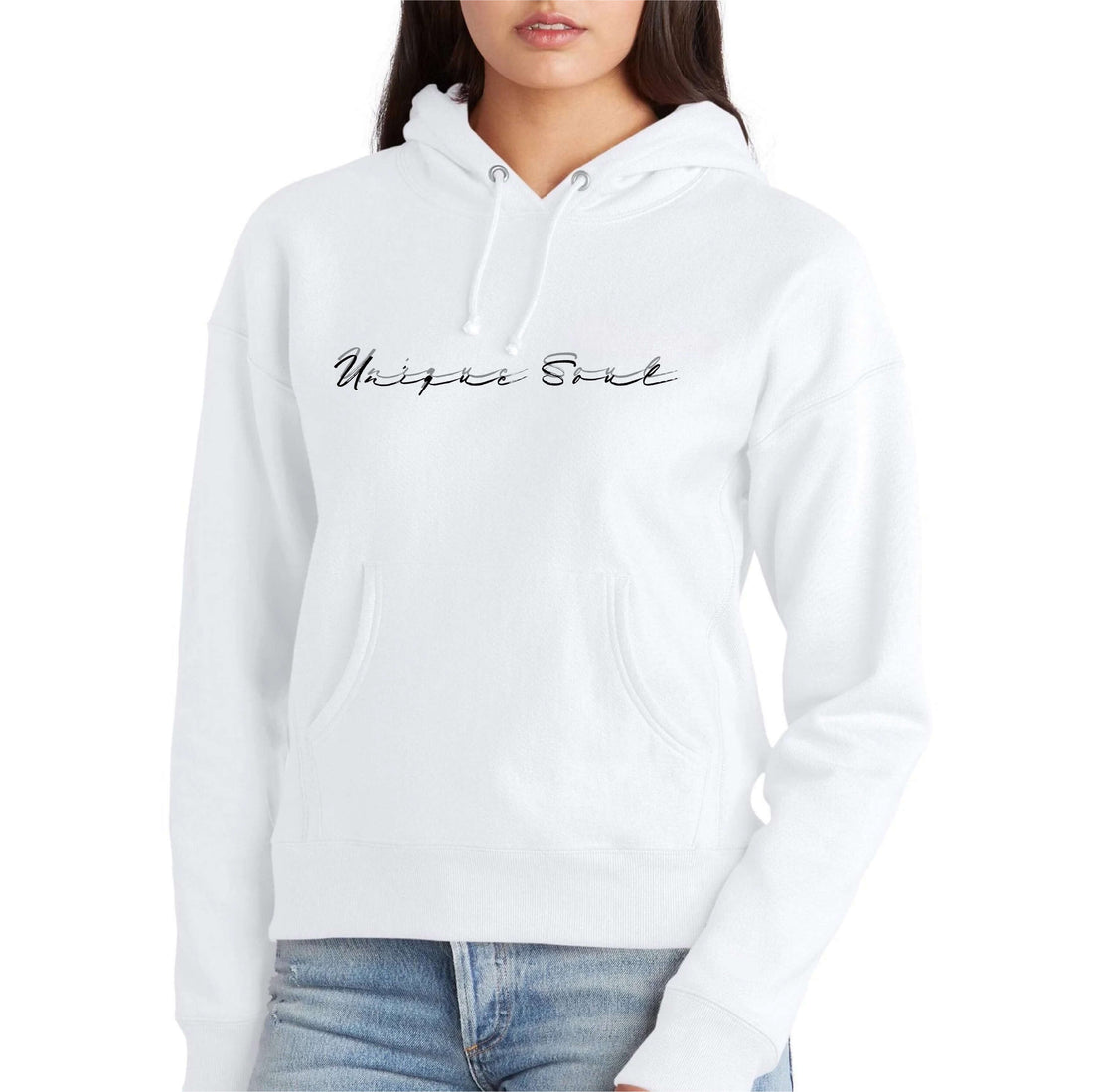Unique Soul Slogan Art Soft Premium Heavyweight White Hoodie | Women&