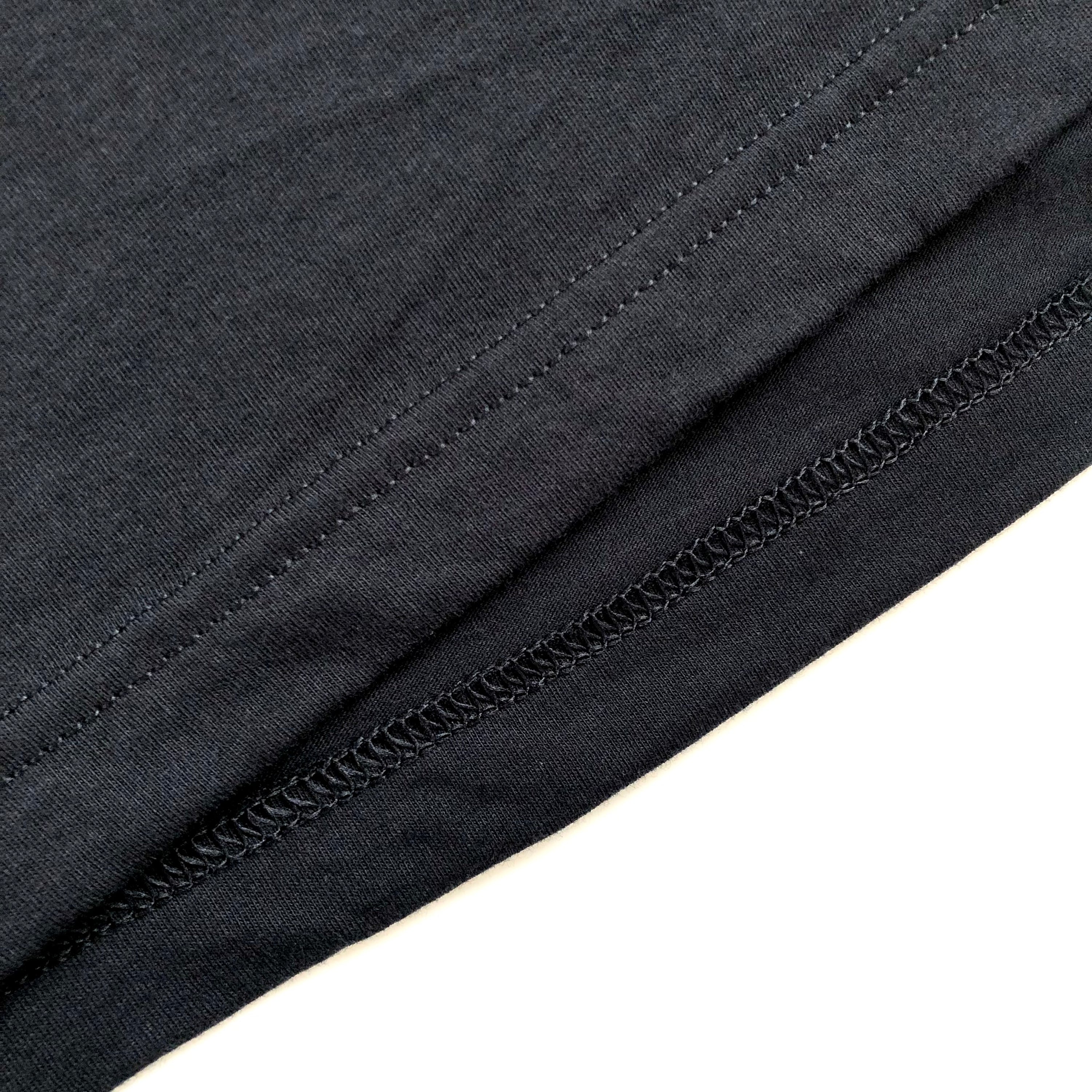 Light and Soft Classic Premium Cotton  Black T-Shirt Bottom Hem 