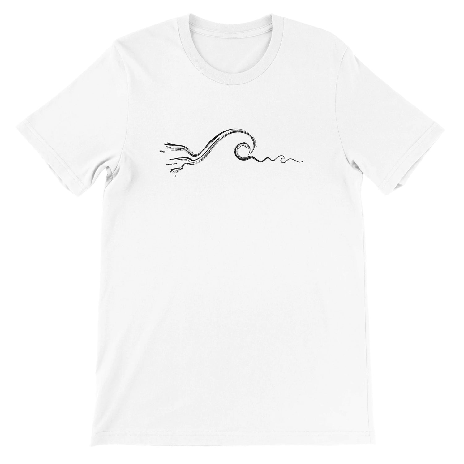 Unisex Classic White Surf T-Shirt, Wave Graphic, Front 2