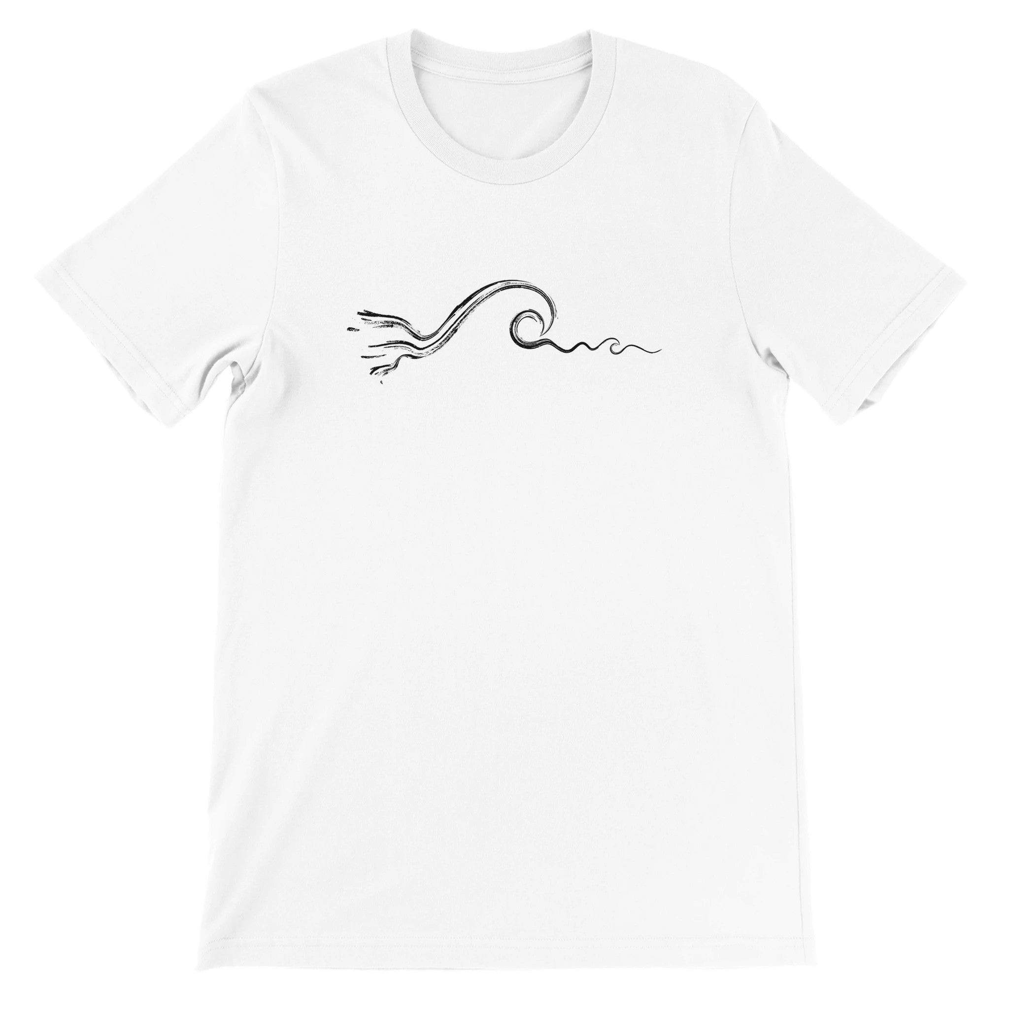 Unisex Classic White Surf T-Shirt, Wave Graphic, Front 2