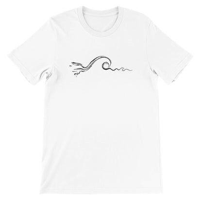 Unisex Classic White Surf T-Shirt, Wave Graphic, Front 2