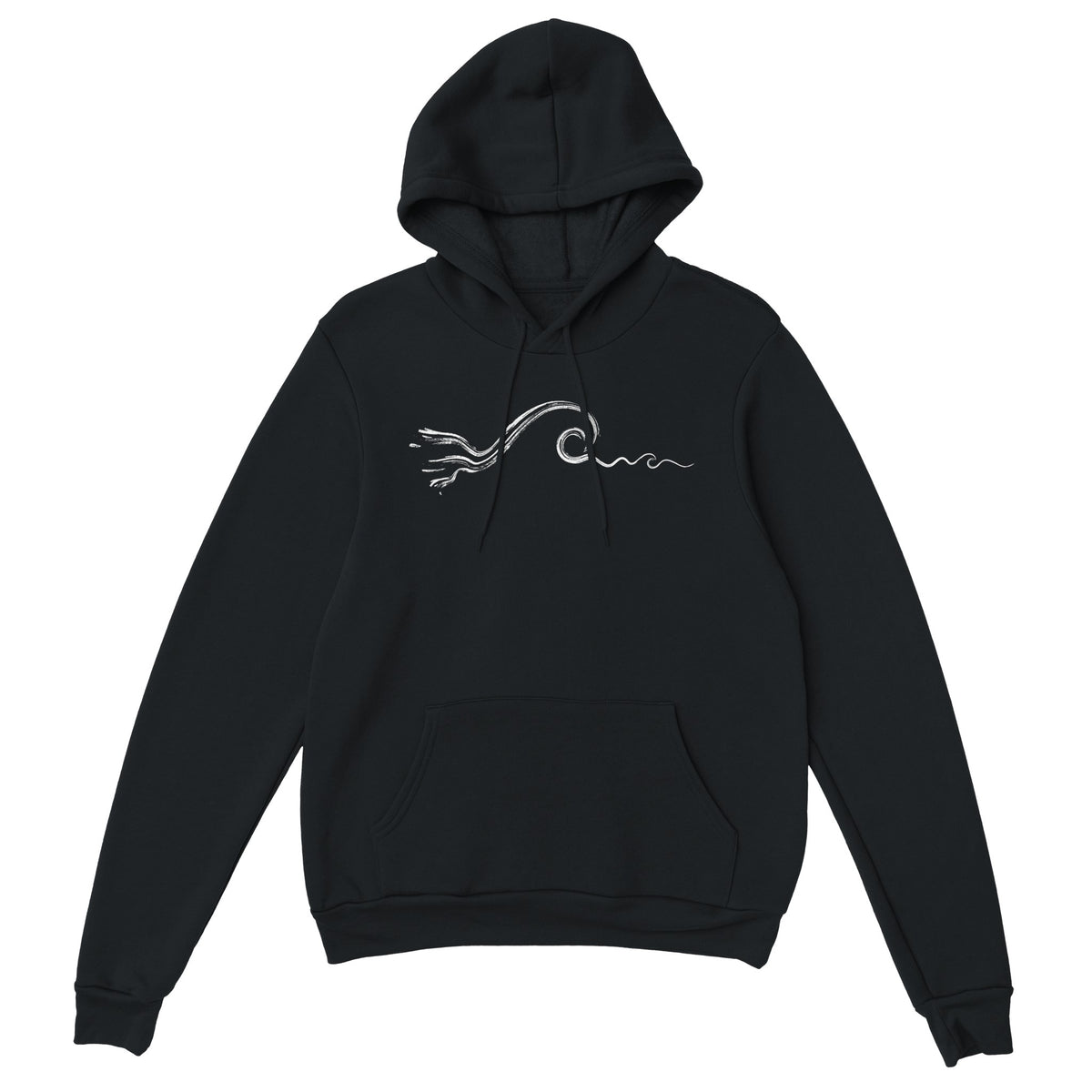 Unisex Wave Classic Black Hoodie, FreeStyle Surf Apparel by an Indie Artist, Front 2