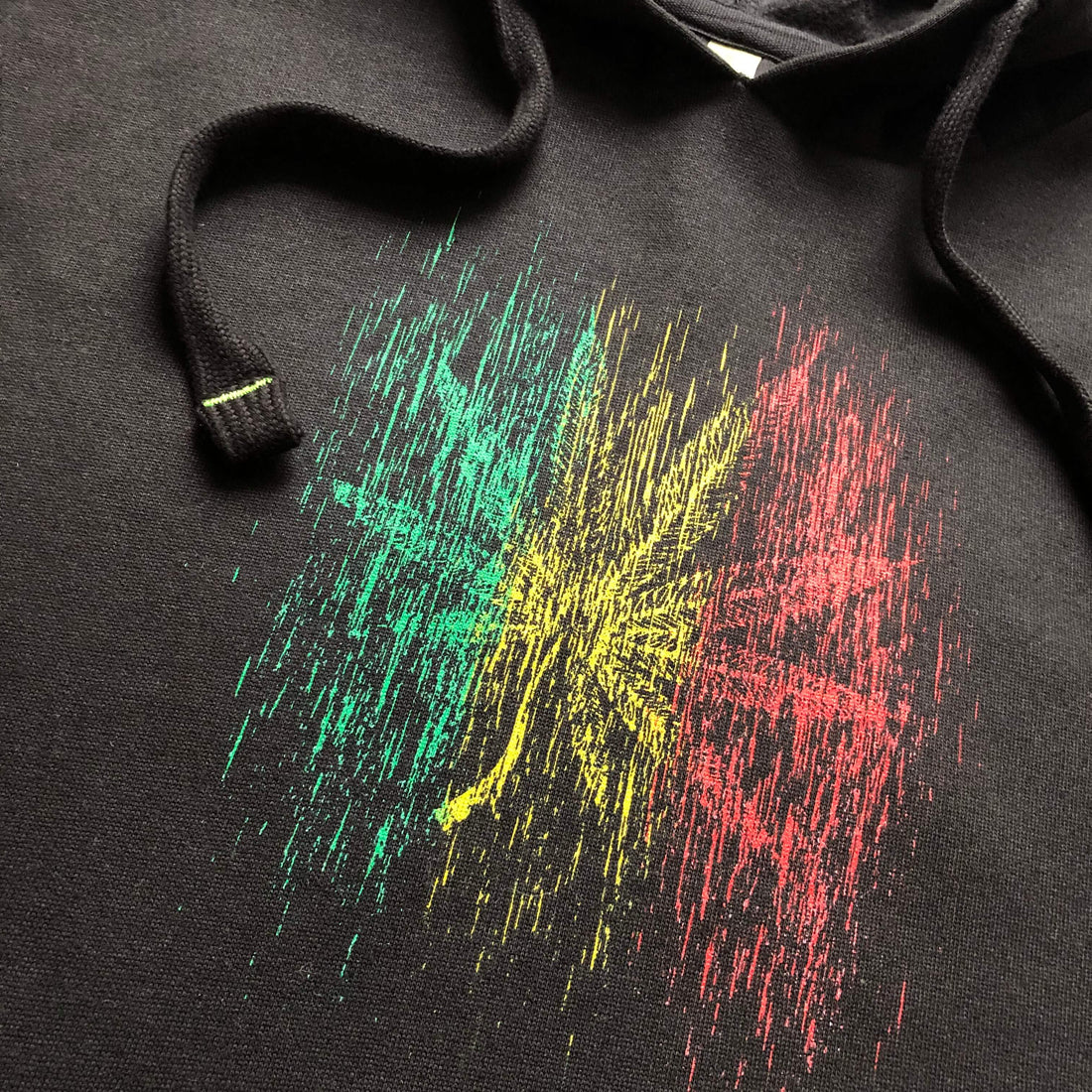 Unisex 420 Weed, Marijuana Rasta Color, Organic Black Hoodie, &