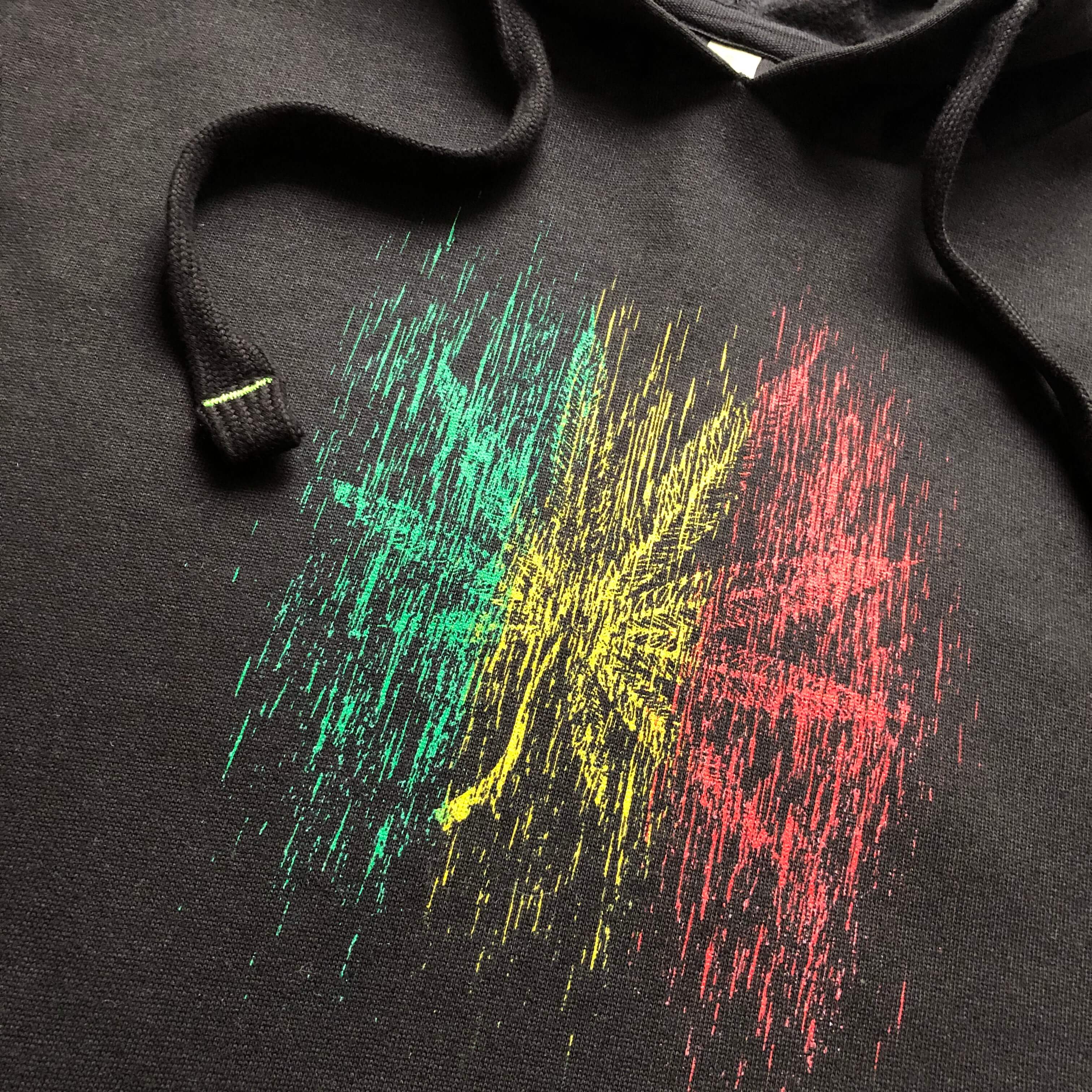 Unisex 420 Weed, Marijuana Rasta Color, Organic Black Hoodie, &