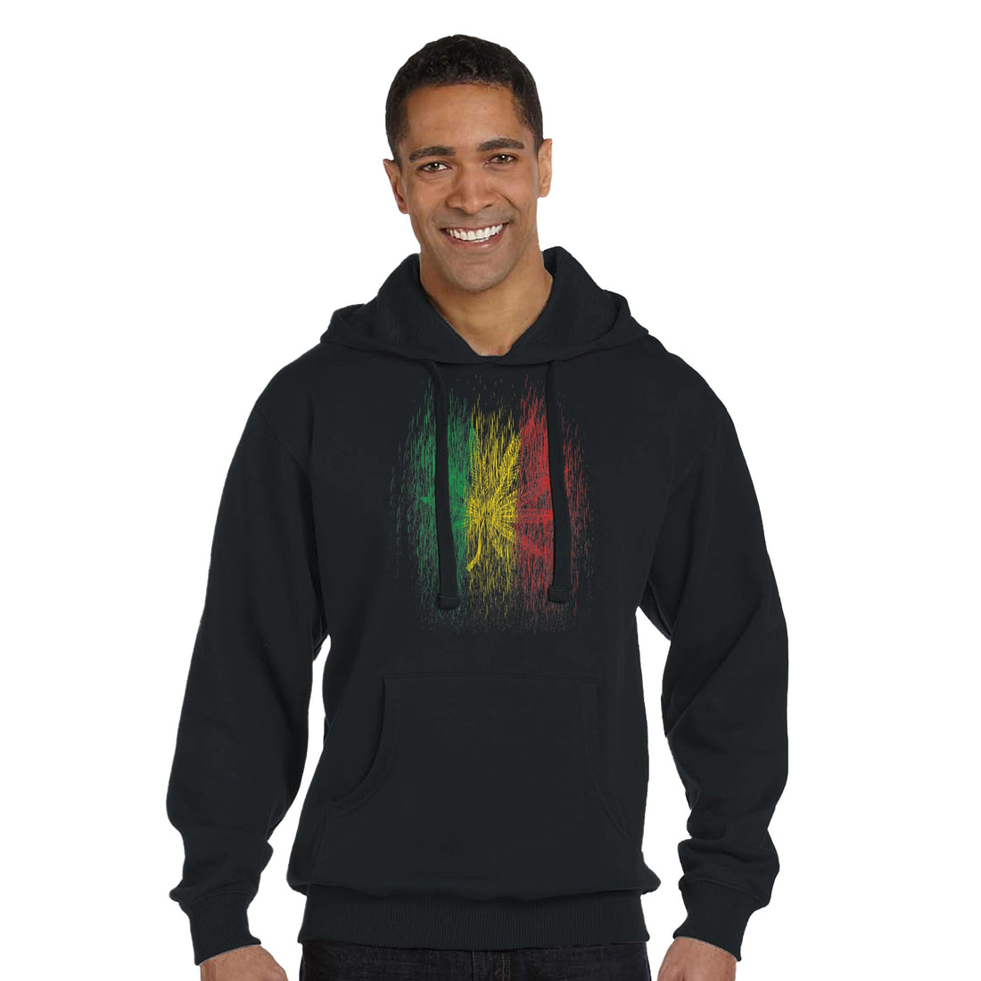 Unisex 420 Weed, Marijuana Rasta Color, Organic Black Hoodie, &