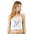 White Premium Women’s Stretch Strap Top, Tribal Line Flower Graphic, Front