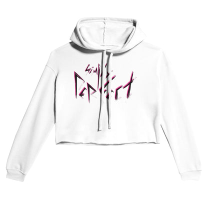 Women’s White Premium Drop Shoulder Crop Hoodie, Simply Perfect Graphic, Front 1